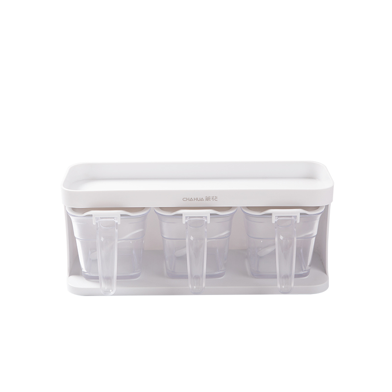 茶花(CHAHUA) 芮格按压式调味盒 400ml*3-007001 白色