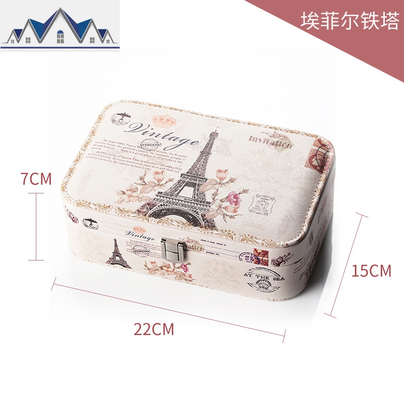 欧式皮革首饰收纳盒家用耳环耳钉戒指手表饰品整理盒子大容量防尘 三维工匠高清大图