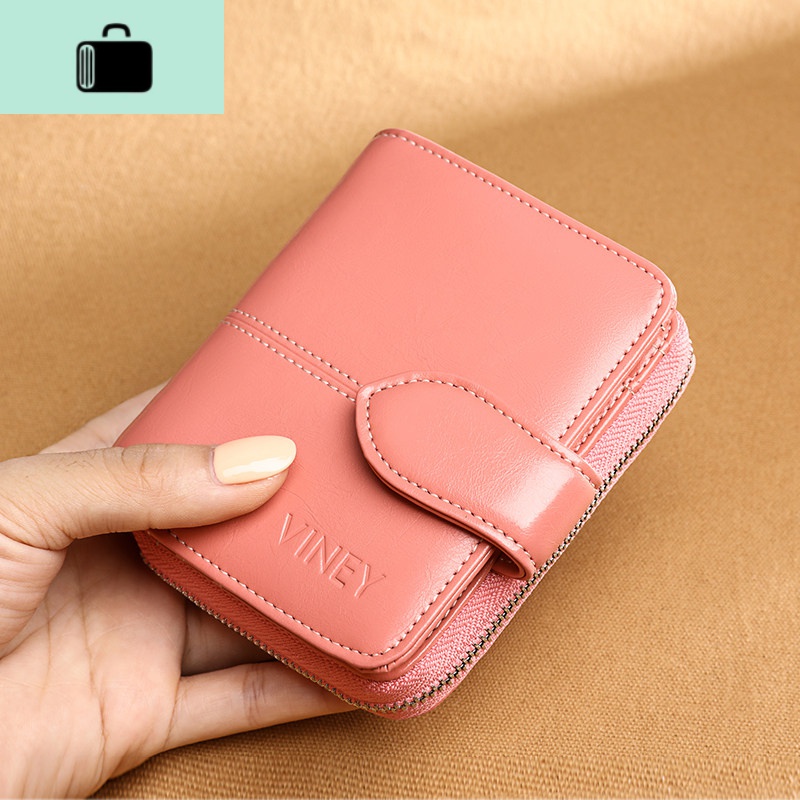 钱包女2020新款韩版多功能可爱小零钱包折叠皮短款钱夹潮NEW LAKE 西瓜红（精美礼盒包装 送礼佳品）