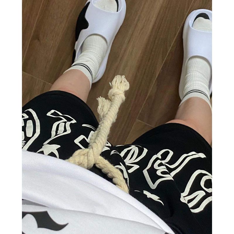 cass佳适国潮牌美式发泡黑色短裤女夏季宽松五分裤子高街潮ins运动篮球裤