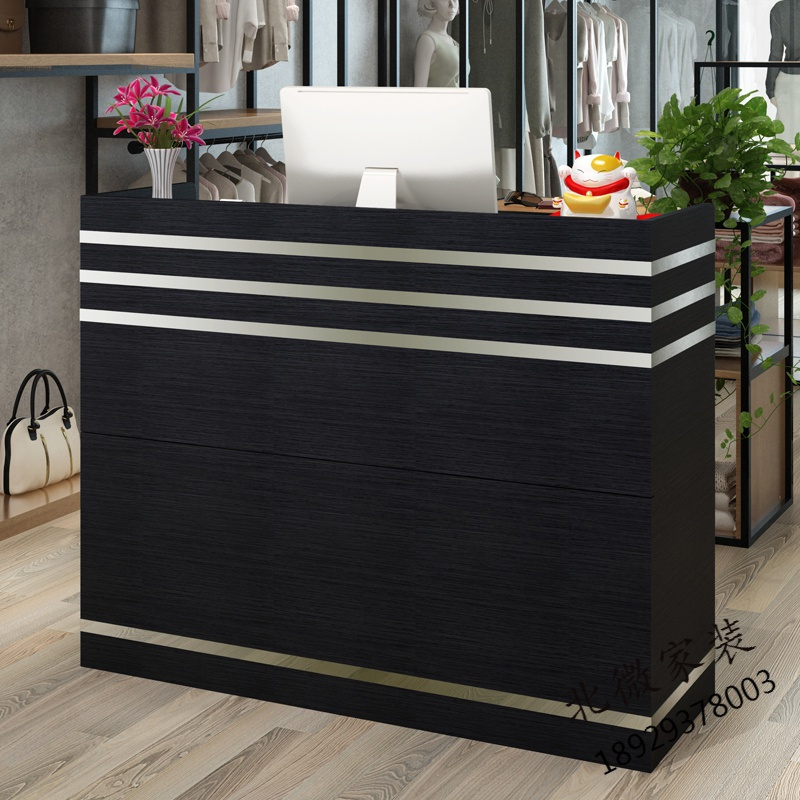 超市收银台小型简约现代前 台接待台服装店柜台院收银桌吧台桌100x38x