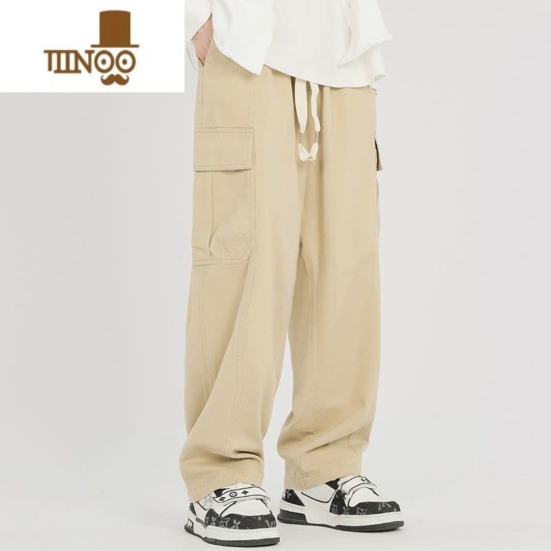 YANXU曼久机能工装裤男潮牌美式伐木裤夏季阔腿直筒男裤秋季裤子男款潮图片