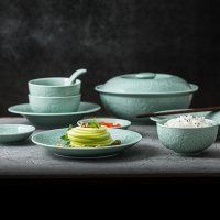 苏氏陶瓷 SUSHI CERAMICS 青瓷套装餐具花开富贵25头陶瓷盘碗礼盒装