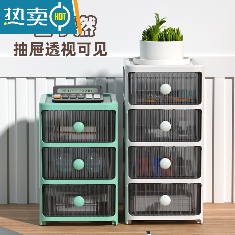 敬平桌面收纳盒化妆品口红盒子抽屉式透明收纳柜办公室文具整理置物架高清大图