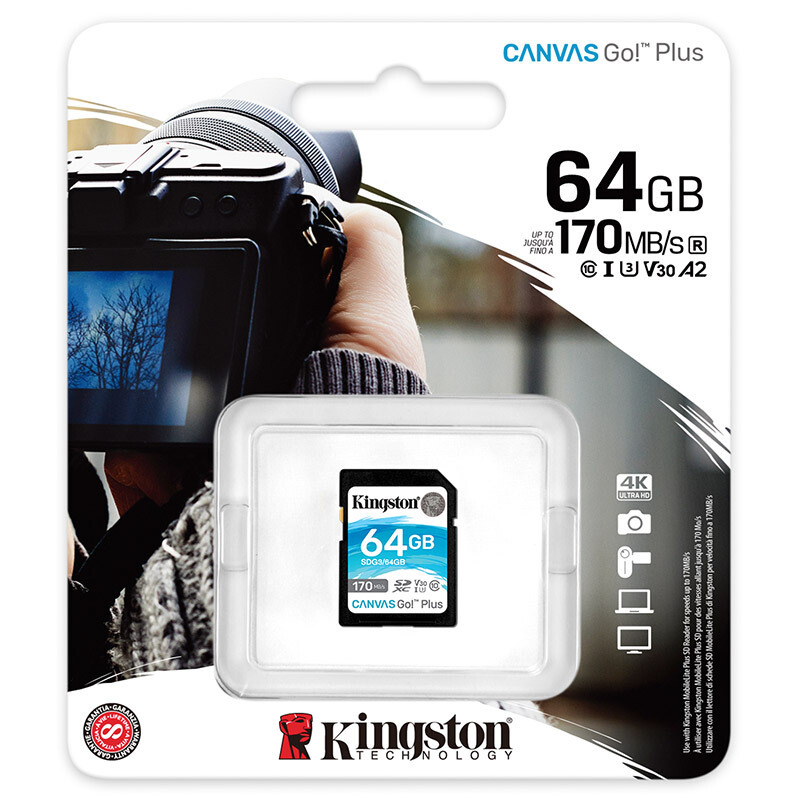 金士顿(Kingston)64GB U3 V30内存卡 SD存储卡 读速200MB/s 高速版 4K超高清视频 终身保固高清大图