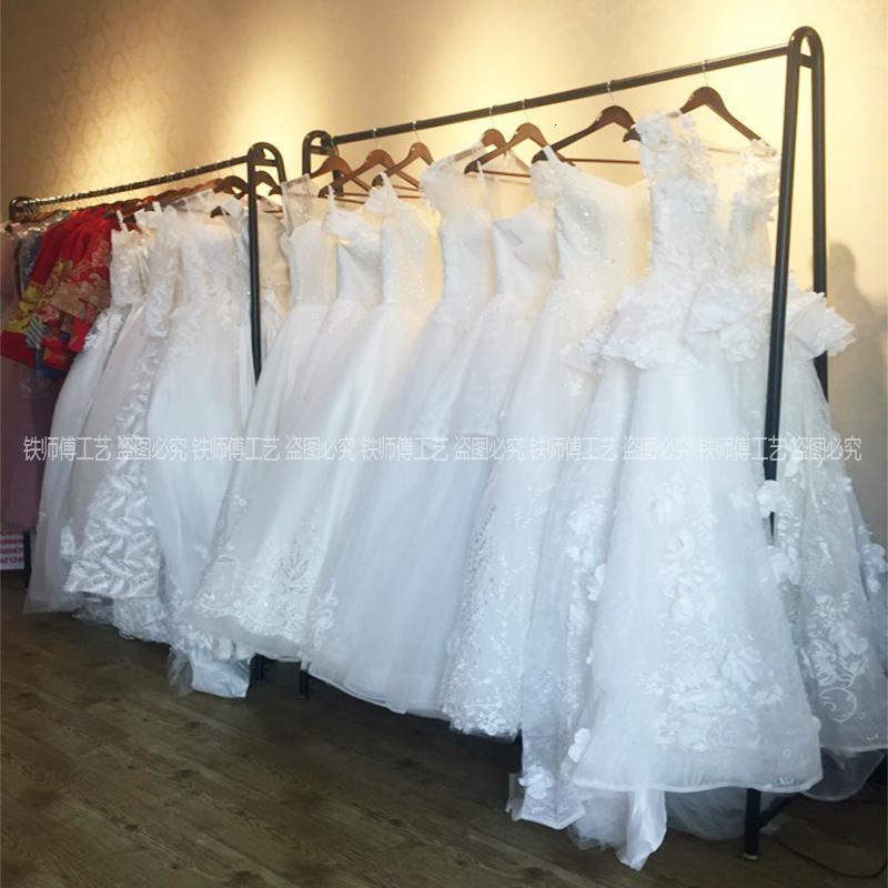 铁艺挂婚纱衣架展示架 女装店货架落地式礼服 衣服架子服装店晾晒架 三维工匠 200长*45宽*160高