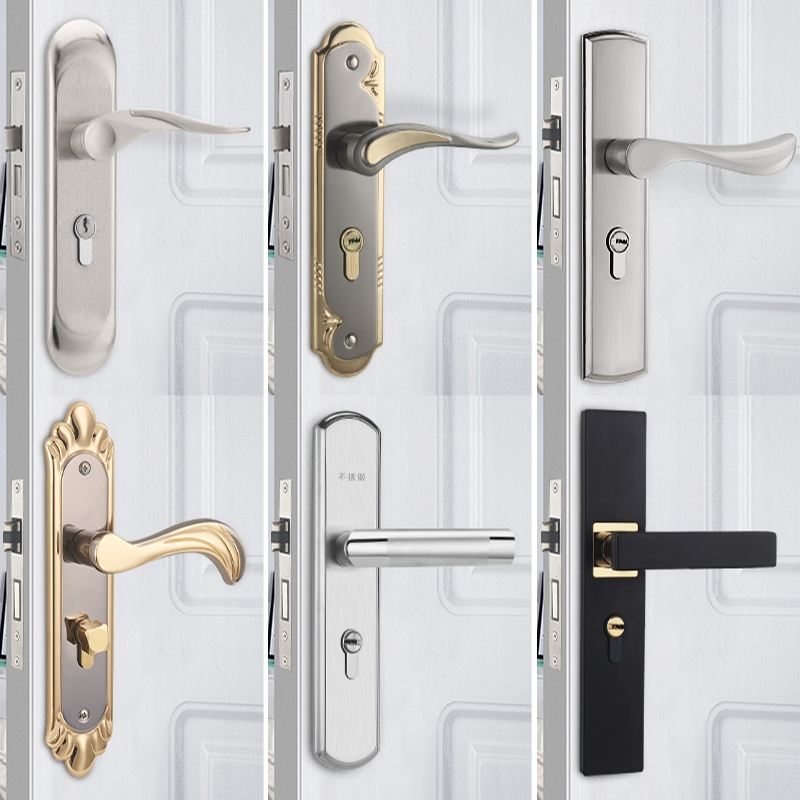 卧室室内门锁家用黑色房门锁古达三件套门把手旧木门换锁具