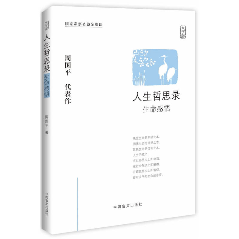 [正版]周国平人生哲思录大字版周国平哲学散文集随笔中国现当代随笔文学生命感悟情感体验人性观察精神家园哲学思考语录 盲文出高清大图