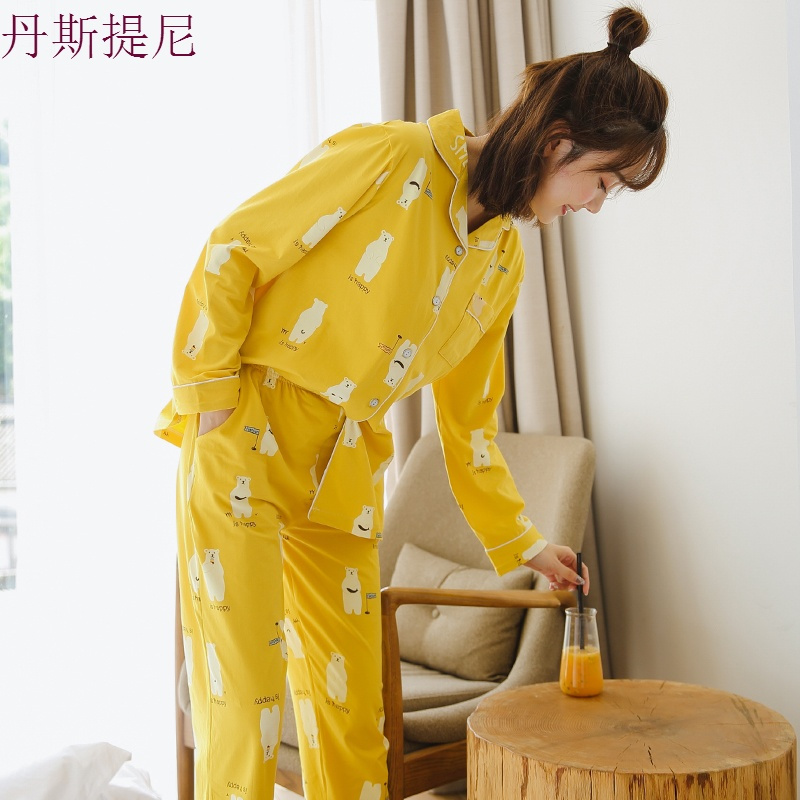 日系开衫睡衣女纯棉薄款春秋长袖甜美韩版宽松可外穿家居服套装