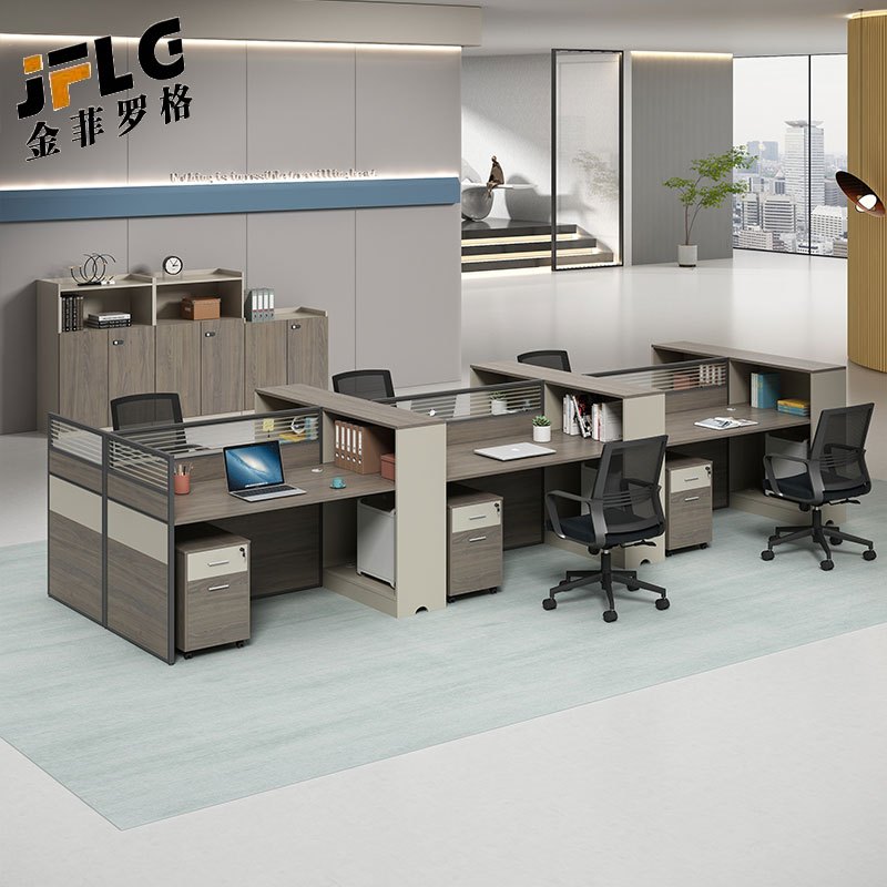 苏宁 金菲罗格 办公家具 板式屏风卡位职员办公桌 六人位含柜椅高清大图
