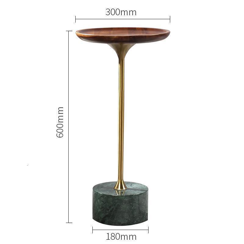 森美人轻奢实木边几大理石边桌窄角桌黑胡桃木床头柜收纳创意沙发小角几 印度绿D30*H60小面板