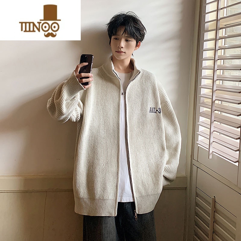 YANXU开衫毛衣男2023新款宽松慵懒风拉链外套潮牌休闲外穿针织衫高清大图