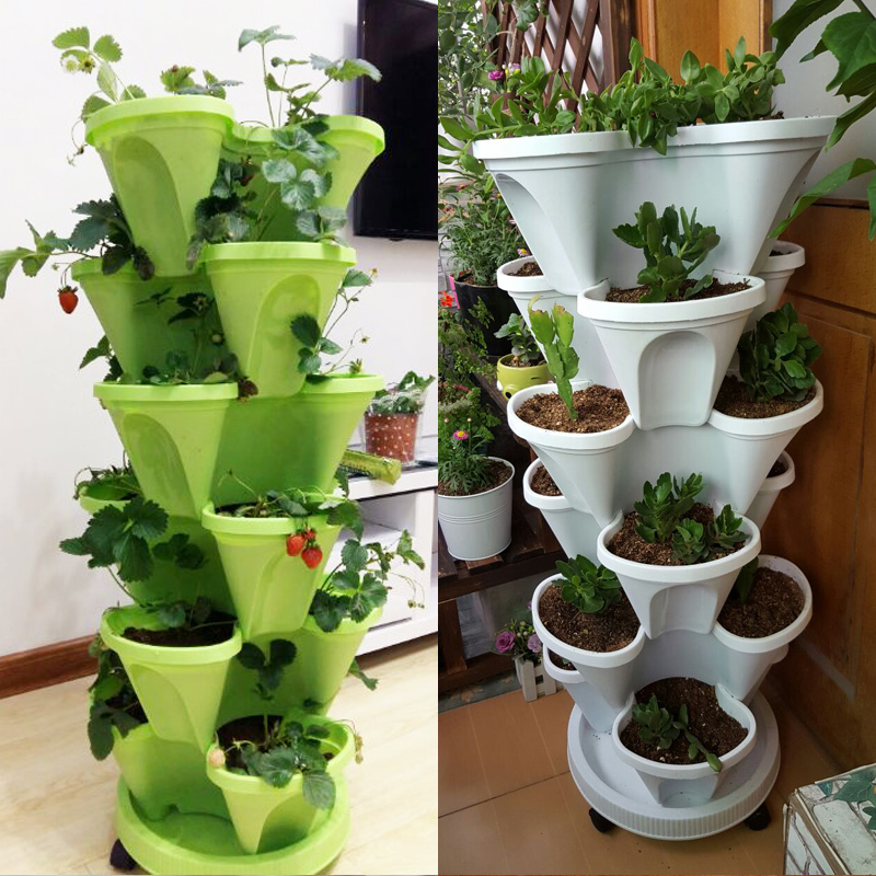 阳台立体组合种菜盆 创意多层莓种植花盆 阳台花园种植箱花盆架日用家居