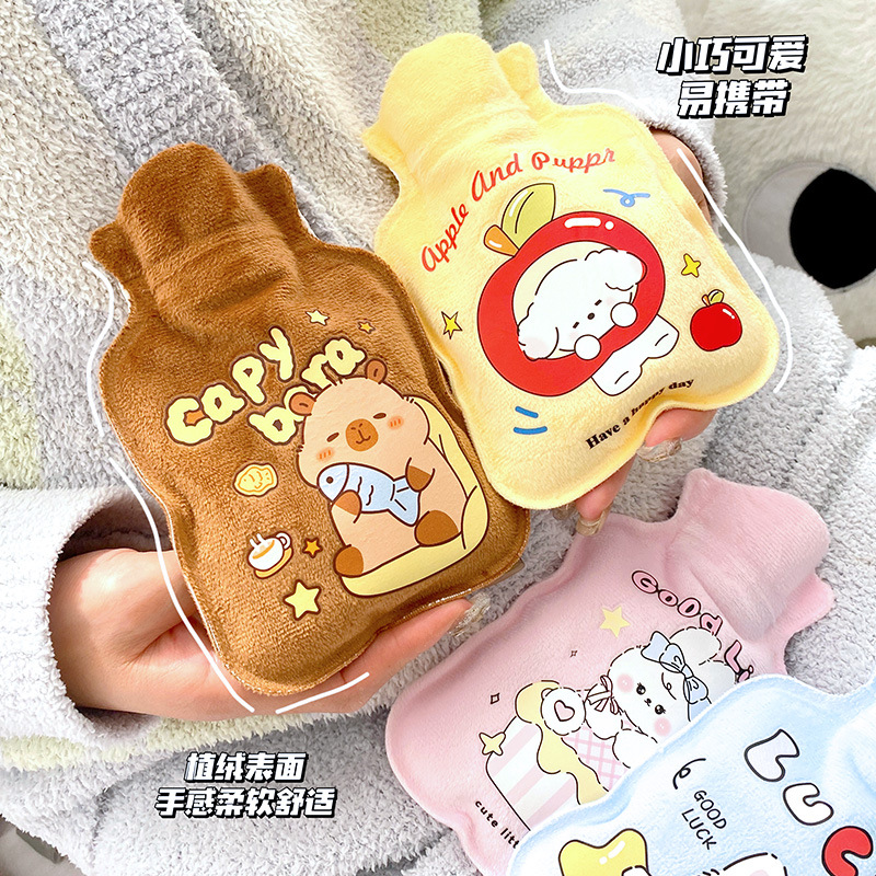 卡通植绒注水小热水袋可爱迷你便携暖手宝冬季暖手神器暖水袋学生3759A高清大图