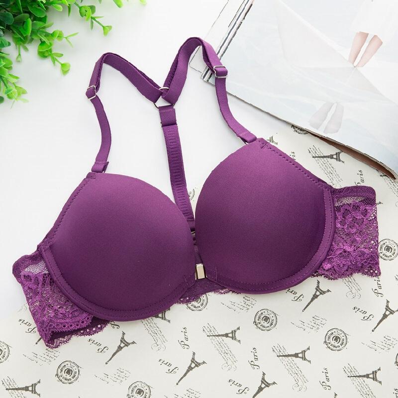 前文胸拢内衣少无痕薄款胸y型肩带胸罩紫3680杯视频