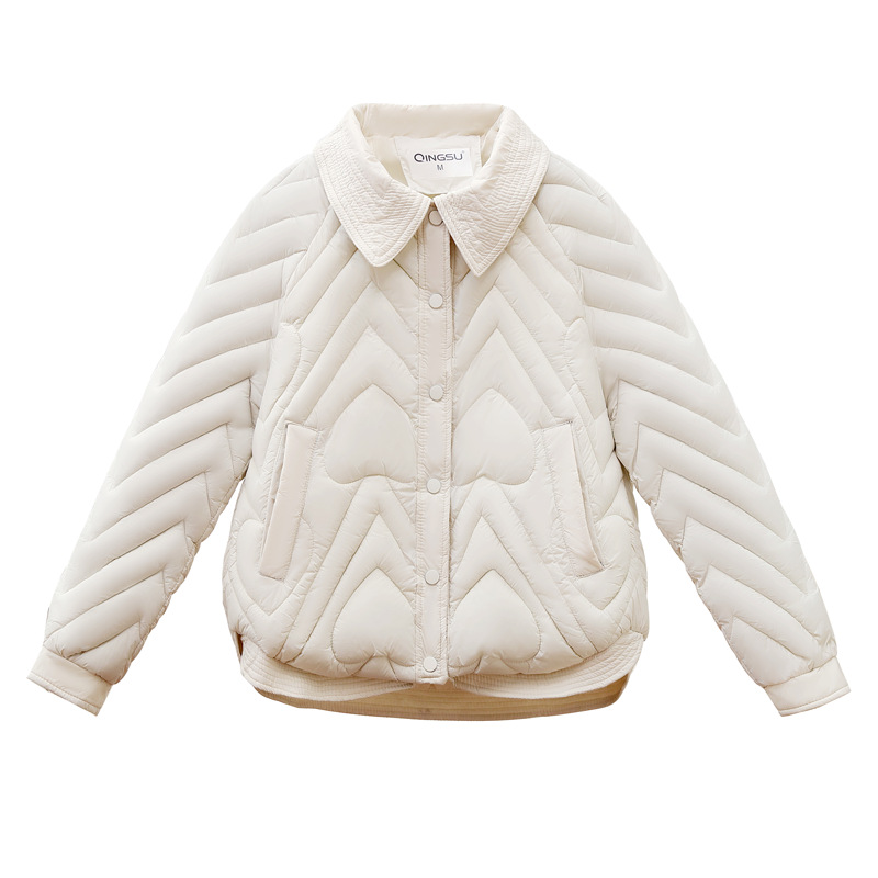 2024加厚新款翻领短款棉服外套女加厚小香风衬衫领宽松百搭棉衣女高清大图