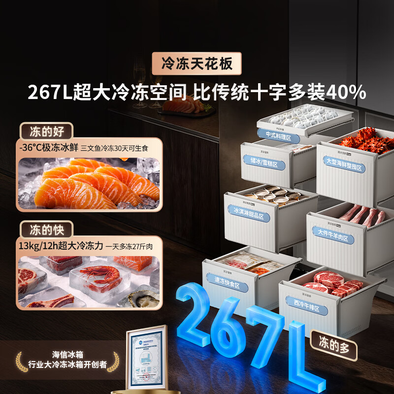 海信璀璨大力神600L十字四开门冰箱大冻梨超薄零嵌入式双系统冰箱2026新款TR-600E7SCZKD高清大图