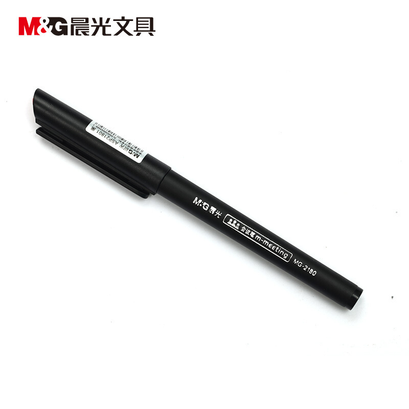 晨光(M&G)MG2180 拔盖会议笔 黑色 0.5mm 12支/件 2件装高清大图