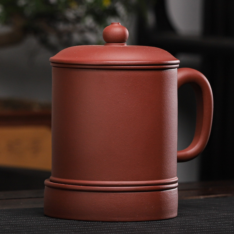 常生源 紫砂杯办公茶杯子 宜兴内胆过滤底槽清五件杯尚仕杯500ml