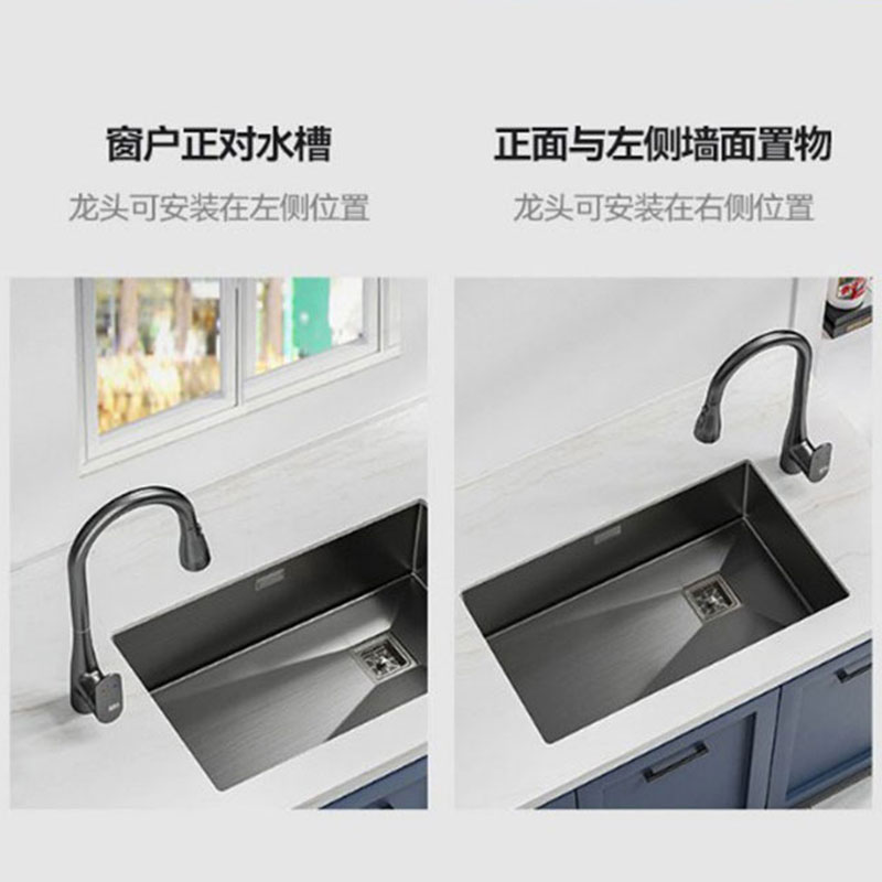 SEREN HOME赛恩卫浴厨房水槽手工纳米单槽台下盆304不锈钢洗菜池厨房洗菜盆洗碗槽橱柜大单槽高清大图