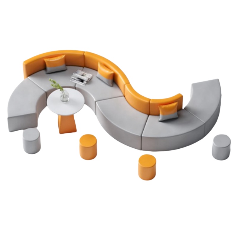 怡卓欧沙发沙发六人位+茶几+4圆凳套高清大图