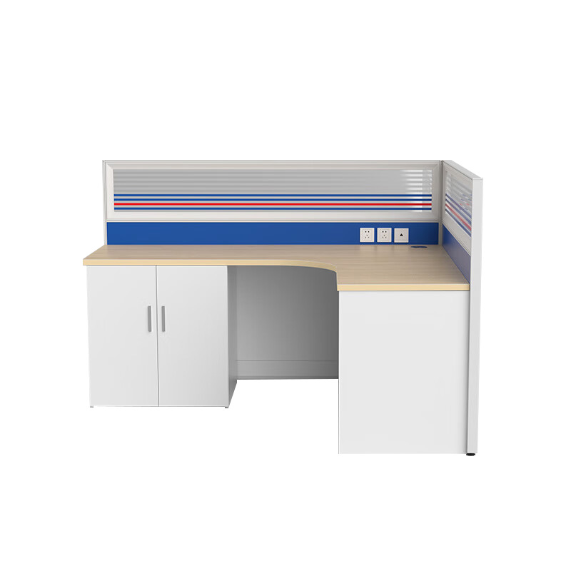 双朗 屏风工位含柜和床 SF52336BL 1800*1800*1200mm 白+蓝 套高清大图