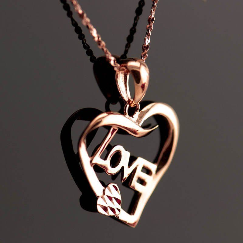 梦克拉 MKela 18K金 吊坠 Love字母爱心吊坠 玫瑰金吊坠单坠 吊坠 黄金 送朋友图片