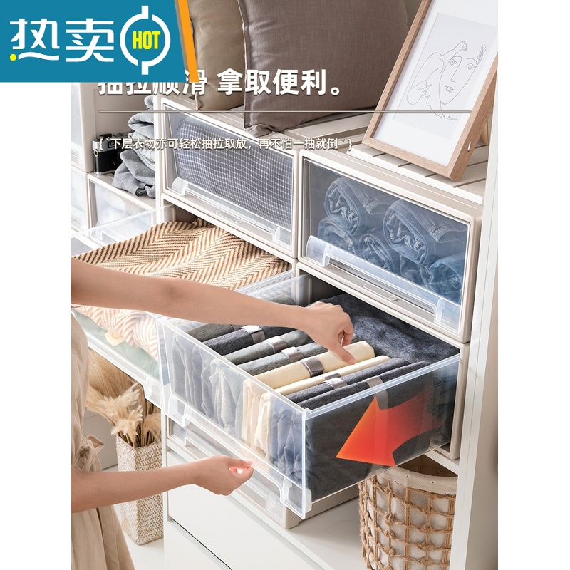 敬平天马同款衣柜收纳盒抽屉式收纳箱家用衣服整理箱柜子塑料储物柜子收纳柜高清大图