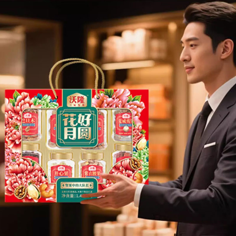 沃隆 花好月圆坚果礼盒(线下2025版)1.43kg 盒高清大图