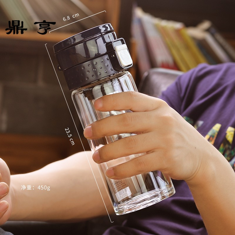 鼎亨泡茶杯车载水杯便携玻璃杯过滤随手杯耐热防摔男士大容量杯子
