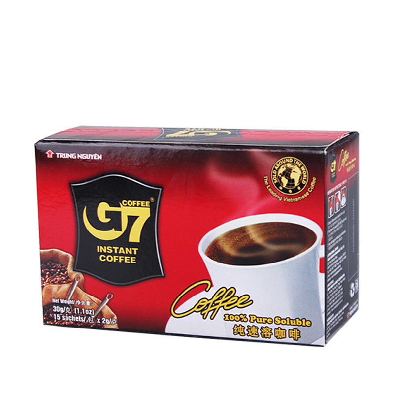原装越南进口中原G7 coffee黑咖啡无奶特浓速溶纯黑苦咖啡30g*3盒袋装