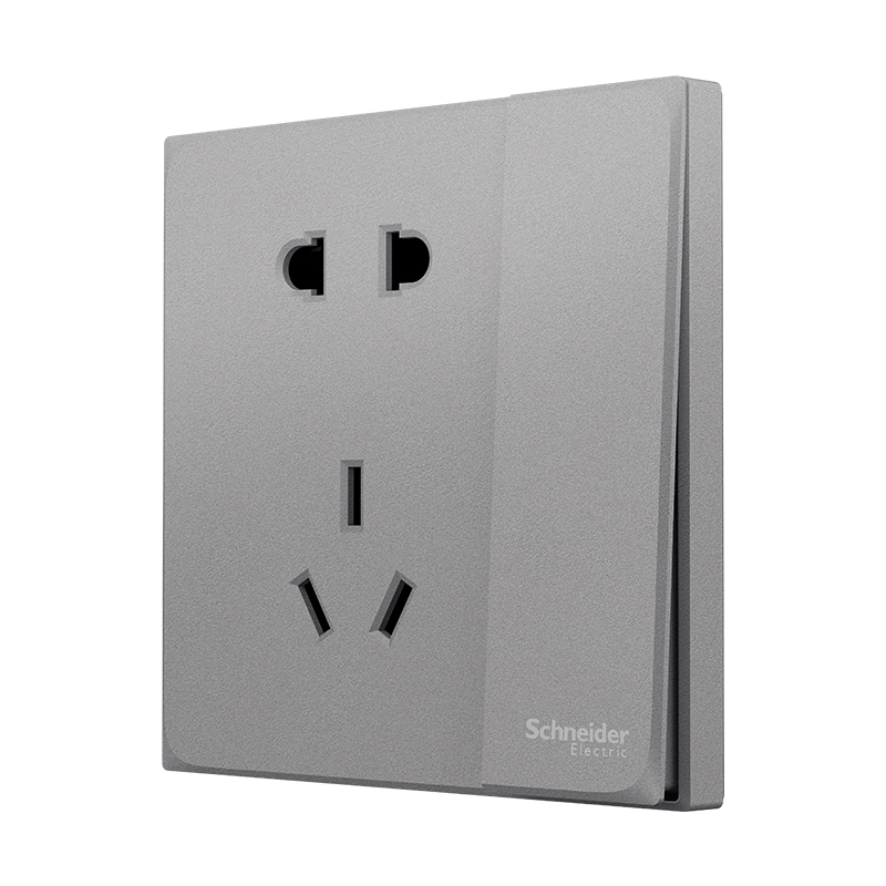 [新品]施耐德电气开关插座 皓呈系列薄雾灰色 86型墙壁开关 10A开关 一开单开双控电源插座面板带开关电源插座纯平无框高清大图