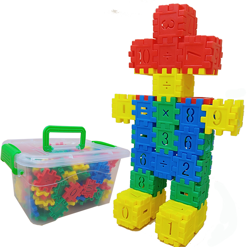 数字方块积木拼插拼搭积木幼儿园益智亲子互动80片袋装图纸