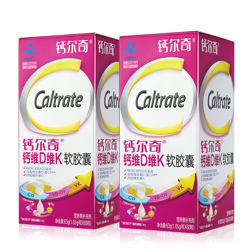 钙尔奇caltrate液体钙补钙维生素d维生素k钙片维生素软胶囊60粒2盒