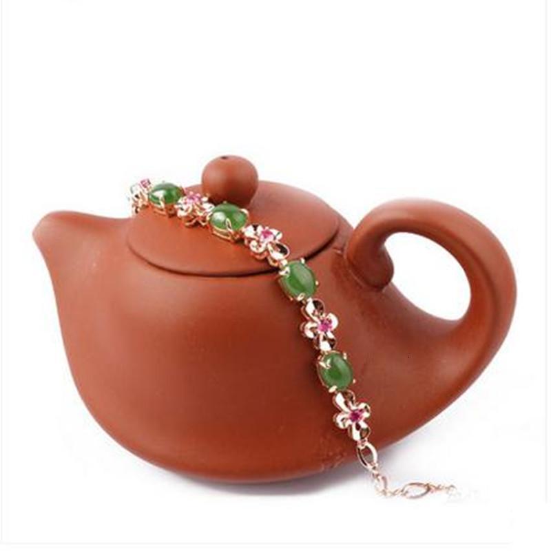 和田玉碧玉蛋面女手链 S925菠菜绿碧玺配饰手串手镯饰品 带证书送女朋友七夕情人节礼物