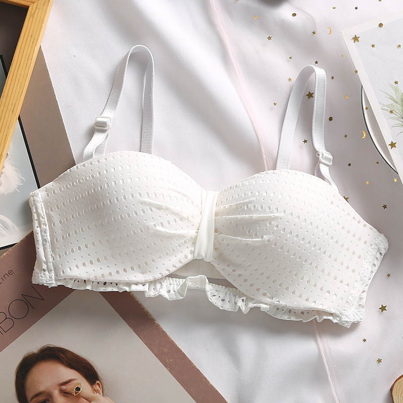 hlcoman白色内衣女无钢圈夏季薄款聚拢小胸少女收副乳大胸显小文胸