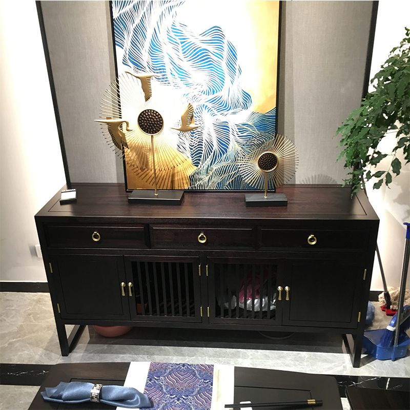 新中式餐边柜实木玄关柜现代简约餐厅酒柜储物碗柜橱柜客厅茶水柜高清大图