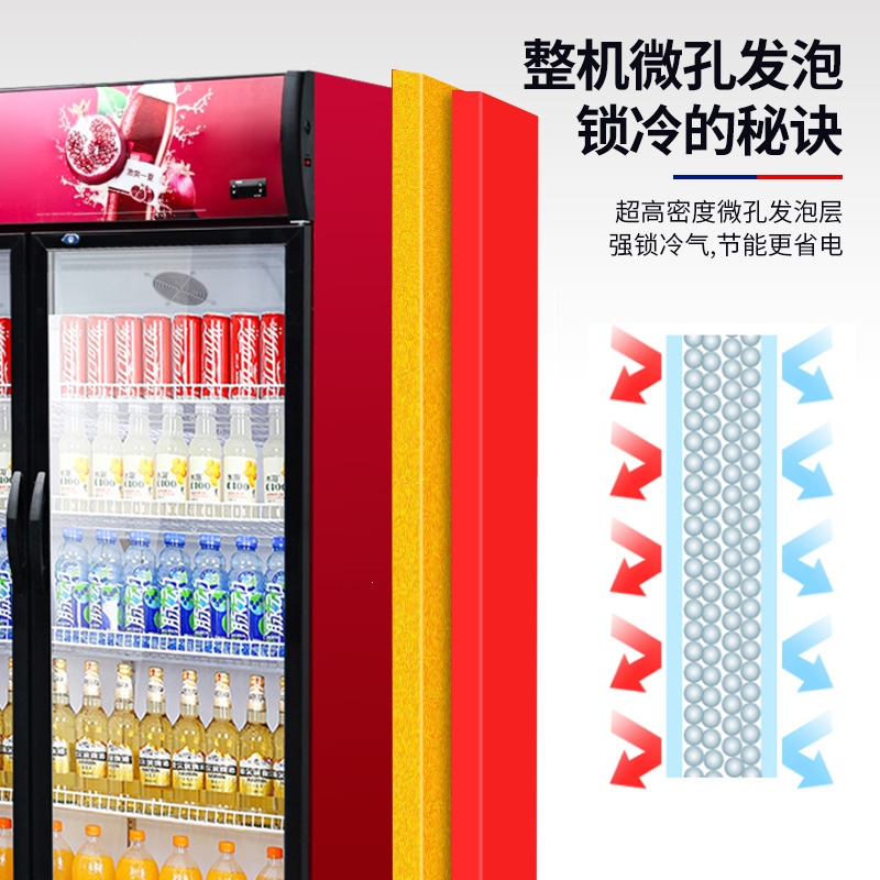 纳丽雅冷藏展示柜冰柜保鲜饮料双开门冷饮三门商用单门啤酒超市立式冰箱_双门-688L-风直冷白色