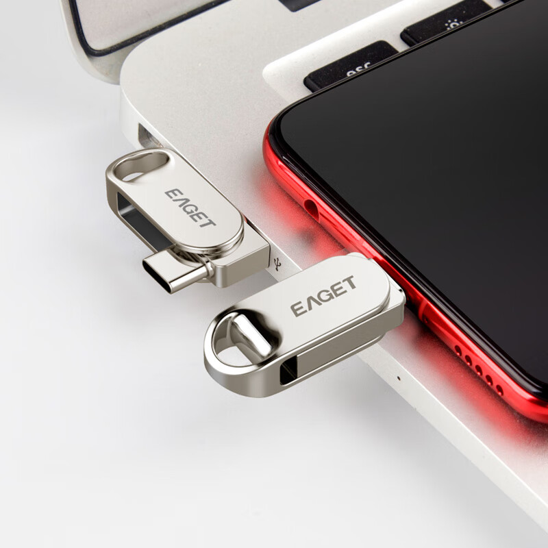 忆捷(EAGET) HT10手机U盘Type-C USB3.2双接口手机电脑多用车载旋转 优盘金属 32G高清大图