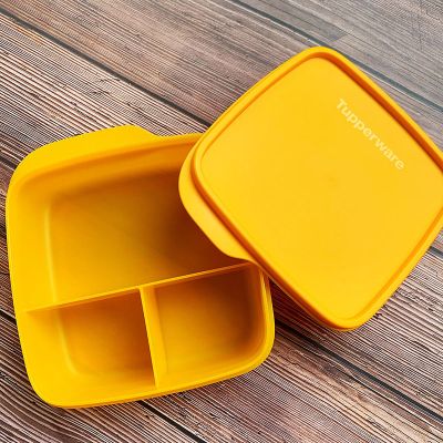 特百惠550ml纤巧分格午餐盒便携密封便当盒饭盒保鲜盒550ml橙色