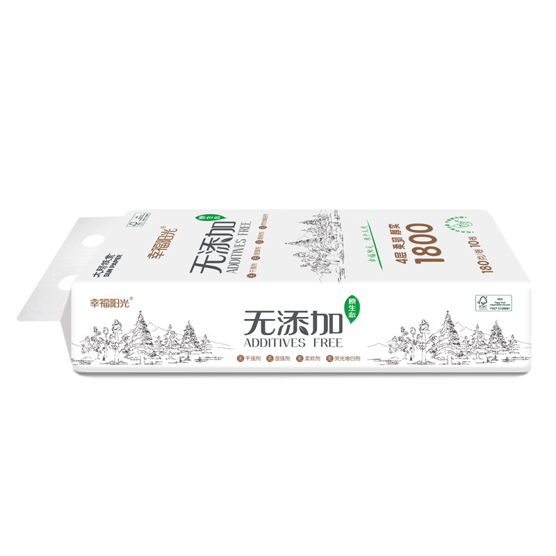 幸福阳光无添加系列有芯卷纸4层180克10卷卫生纸