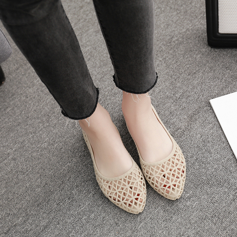 楚绮灵新款果冻鞋时尚网状甜美沙滩鞋夏季防滑女士透气平底工作塑料