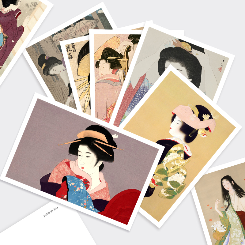 [正版]创意明信片 经典浮世绘 美人绘 名画欣赏 艺术珍藏贺卡 生日节日礼品 毕业礼物 精选画片集高清大图