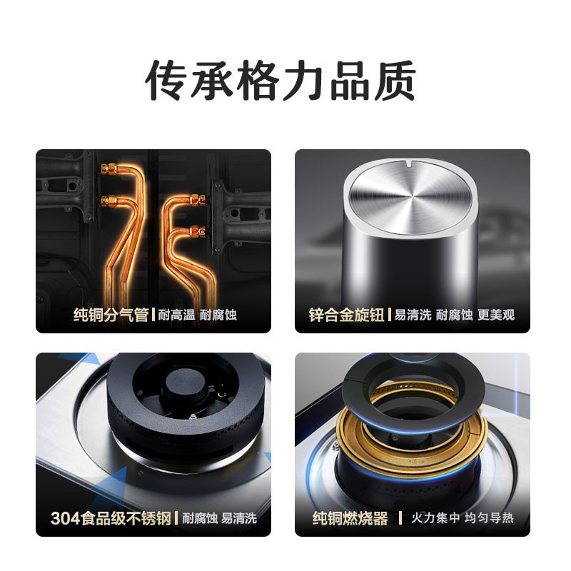 格力(GREE)燃气灶 JZY-QSX60B 液化气/天然气台嵌两用猛火双眼灶/大火力灶具/可调节底座 液化气(20Y)