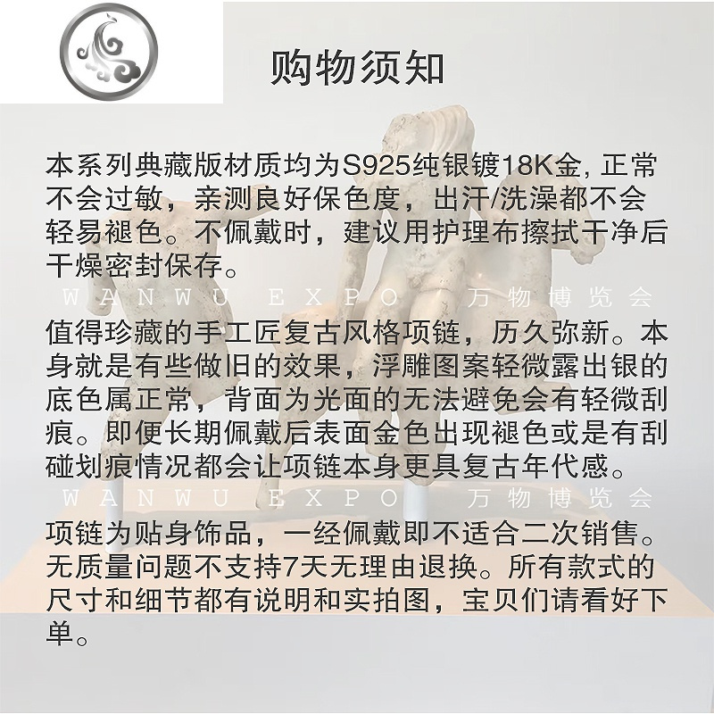 典藏S925银镀金欧美硬币项链 ins双面浮头像玫瑰复古文艺锁骨链 JiMi