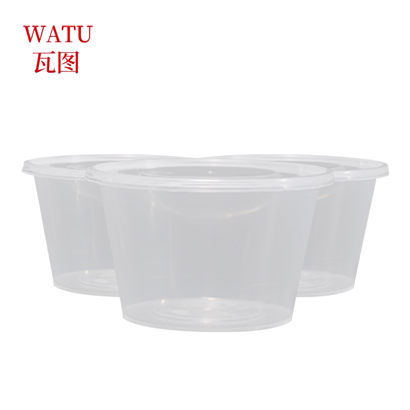 瓦图 一次性饭盒快餐外卖打包盒PP塑料餐盒圆盒1000ml 300个装高清大图