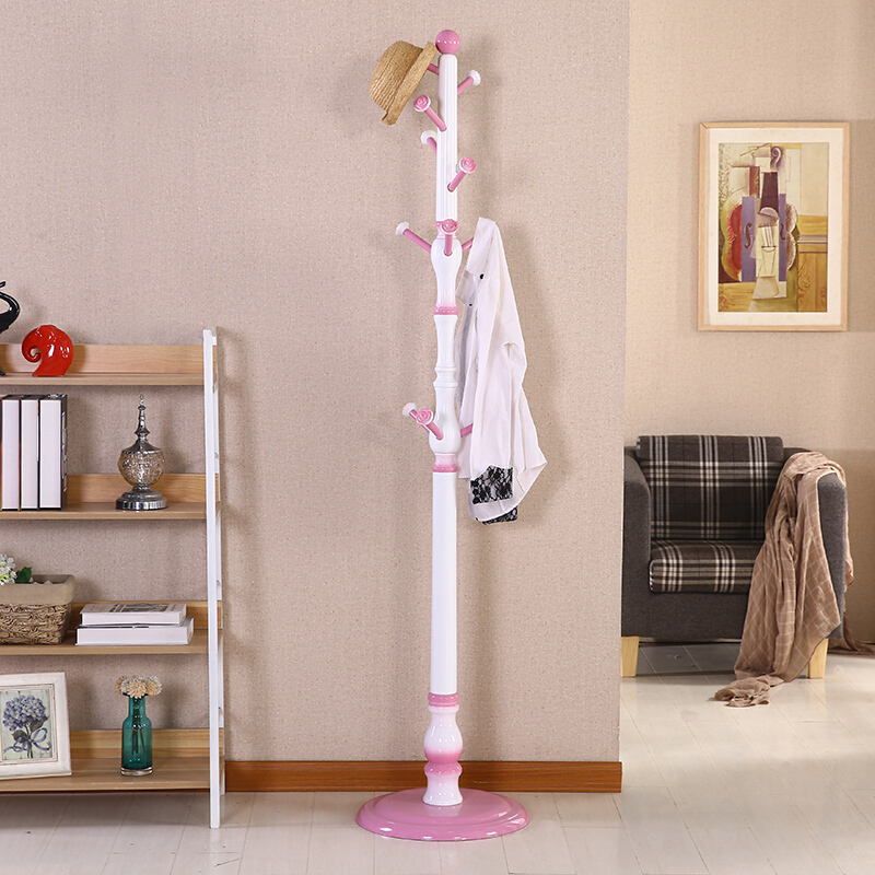 精选实木衣帽架落地田园创意立式卧室简易客厅组装挂衣架075