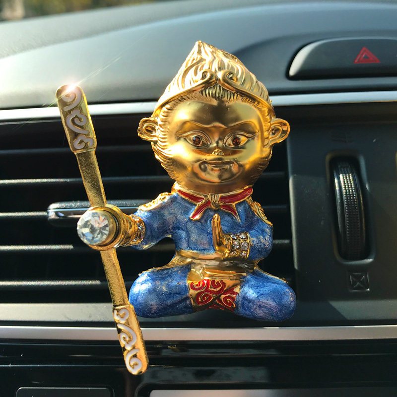 孙悟空多宝猴子出风口车载金箍棒小摆件风扇网红汽车宝汽车 金甲蓝衣孙悟空