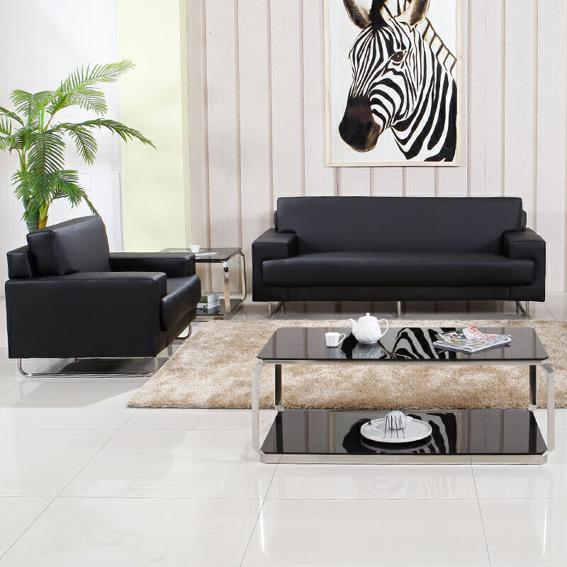 圣斯顿HF1713-ZH 西皮沙发3+1+1组合1000/1900*860*770mm(单位:套)黑色高清大图