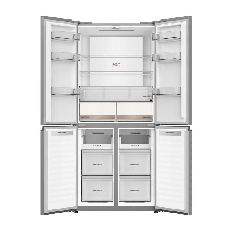 美菱变频十字对开门冰箱BCD-502WSP9BZ,502升丝蕴灰净味杀菌自动除霜干湿分储高清大图